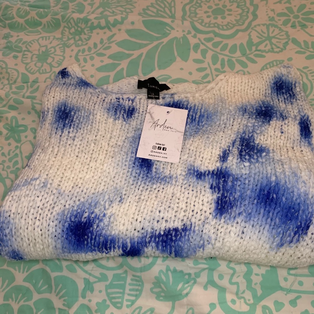 Tyedye blue chain knit sweater